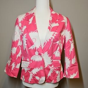 Isaac Mizrahi Pink and White Floral Blazer